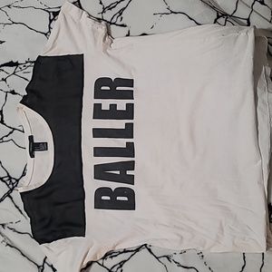 BALLER white and black sheer forever 21 top Large